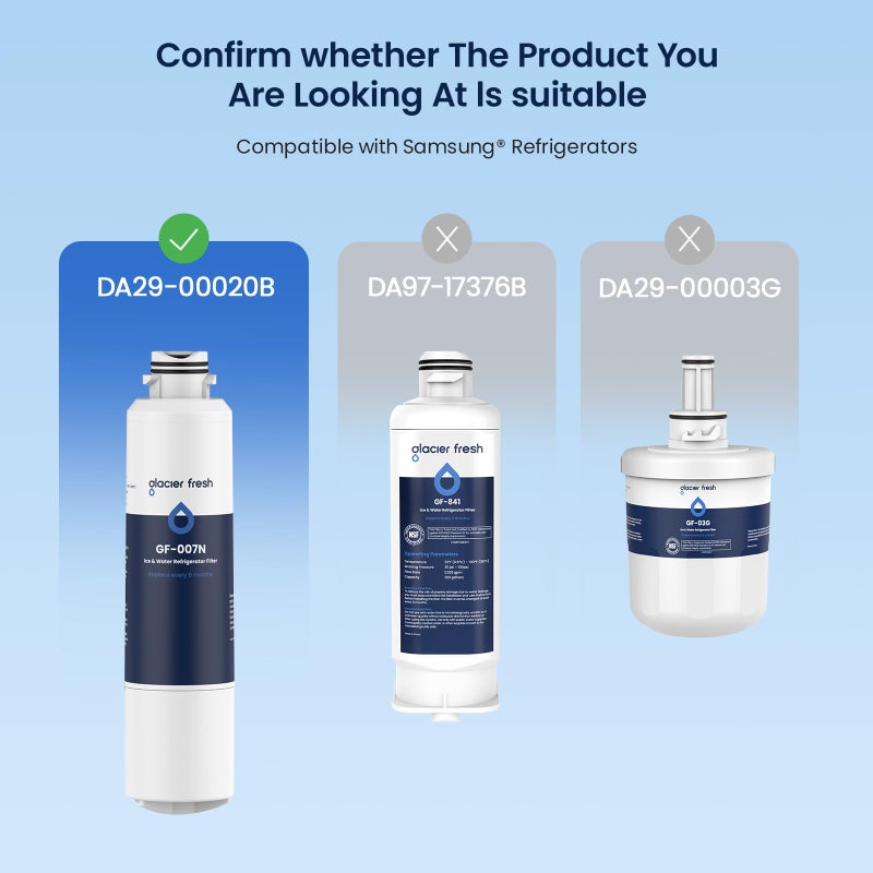 GLACIER FRESH تكنولوجيا تصفية Elariseyâ„¢ المحسّنة الجديدة GLACIER FRESH، متوافقة مع فلتر مياه الثلاجة Samsung DA29-00020B، HAF-CIN/EXP، RF4267HARS لثلاجات الأبواب الفرنسية (عبوة واحدة) - Image 3